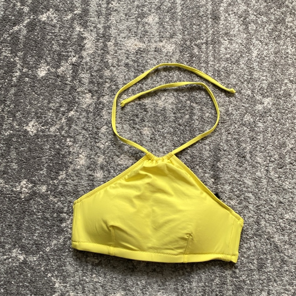 J. Crew Cropped Halter Bikini Top - Bright Citron Yellow - XS